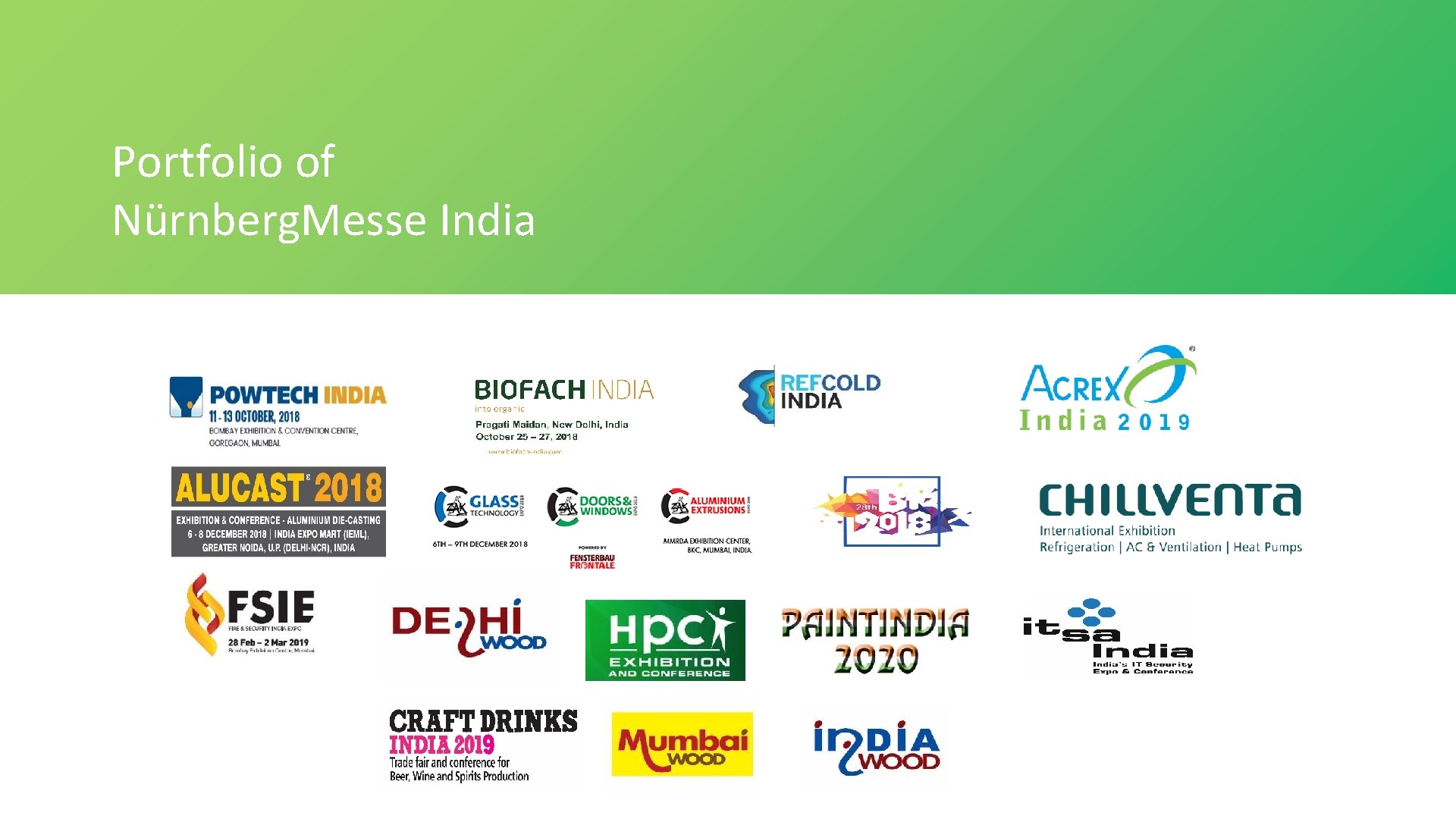 Portfolio of Nürnberg. Messe India 