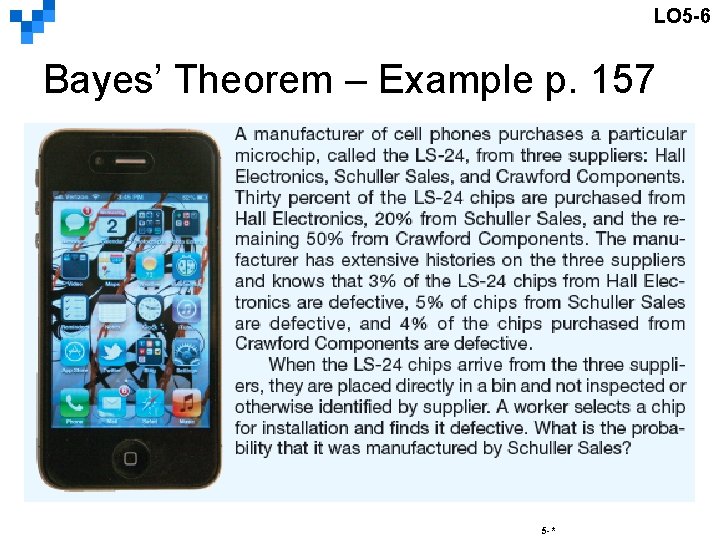 LO 5 -6 Bayes’ Theorem – Example p. 157 5 -* 