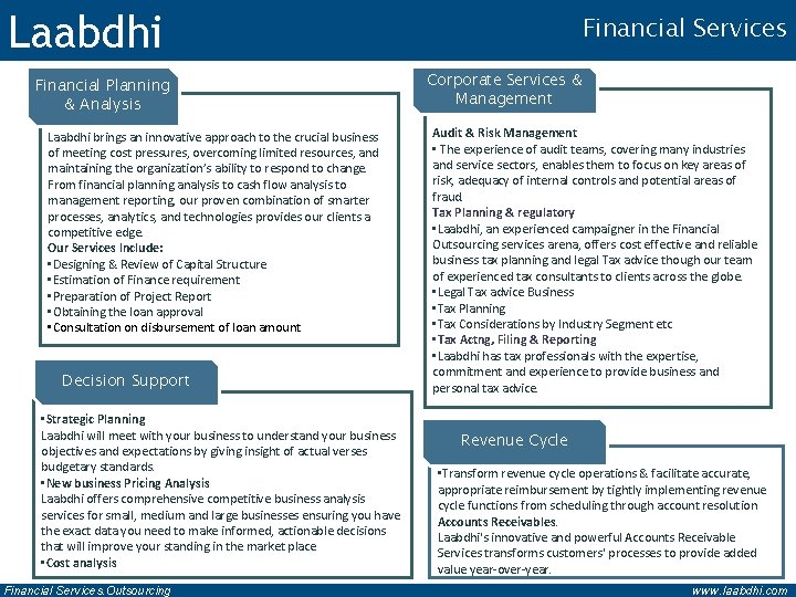 Laabdhi Financial Planning & Analysis Laabdhi brings an innovative approach to the crucial business