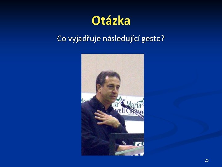 Otázka Co vyjadřuje následující gesto? 25 