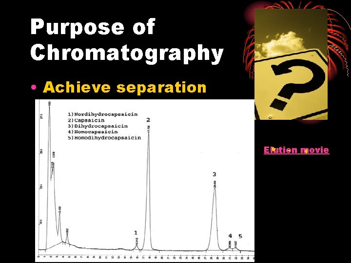 Purpose of Chromatography • Achieve separation Elution movie 