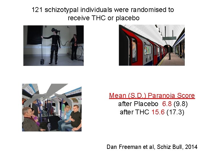 121 schizotypal individuals were randomised to receive THC or placebo Mean (S. D. )