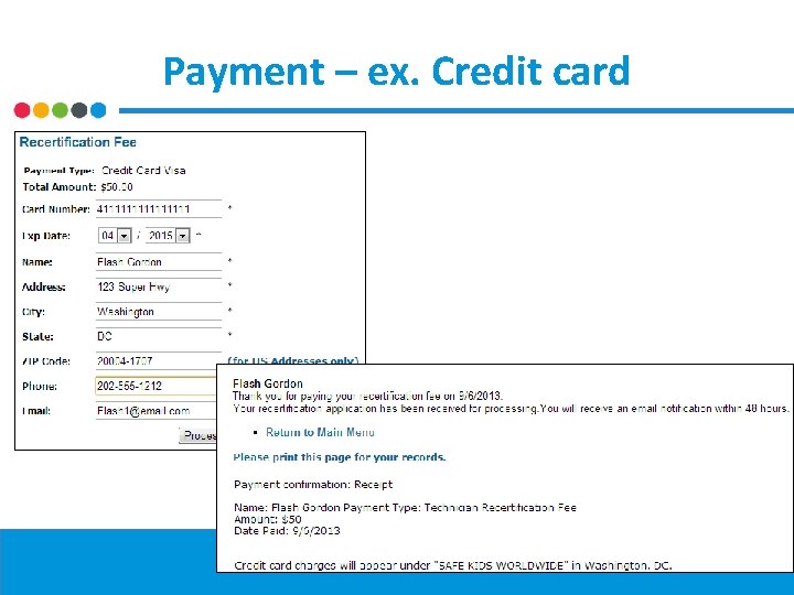 Payment – ex. Credit card 42 