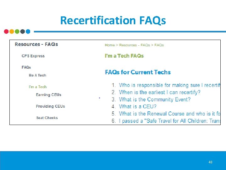 Recertification FAQs 48 