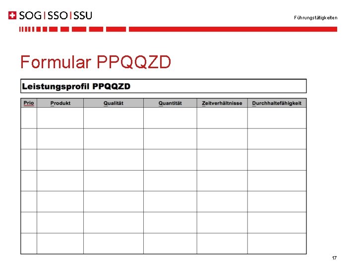 Führungstätigkeiten Formular PPQQZD 17 