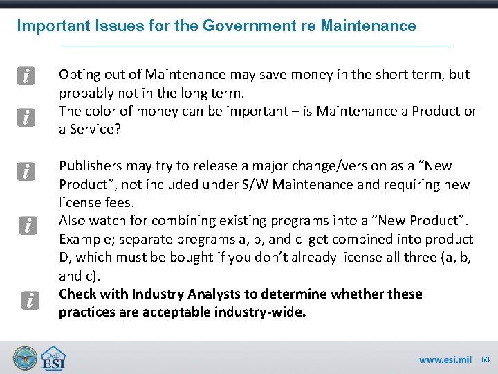 Important Issues for the Government re Maintenance Opting out of Maintenance may save money Important Issues for the Government re Maintenance Opting out of Maintenance may save money