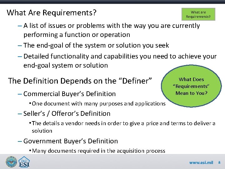 What Are Requirements? What are Requirements? – A list of issues or problems with What Are Requirements? What are Requirements? – A list of issues or problems with