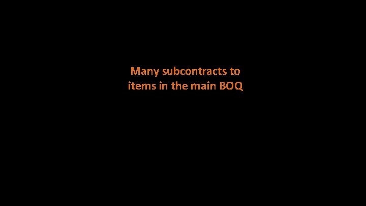 Many subcontracts to items in the main BOQ 