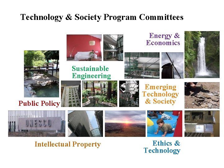 Technology & Society Program Committees Energy & Economics Sustainable Engineering Public Policy Intellectual Property