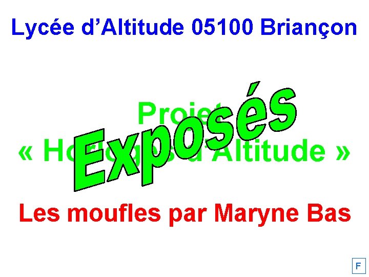 Lycée d’Altitude 05100 Briançon Projet « Horloges d’Altitude » Les moufles par Maryne Bas
