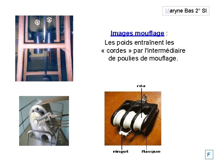 Maryne Bas 2° SI Images mouflage : Les poids entraînent les « cordes »