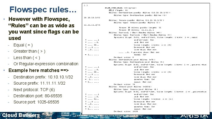 Flowspec rules… • However with Flowspec, “Rules” can be as wide as you want