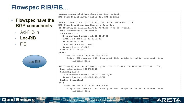 Flowspec RIB/FIB… • Flowspec have the BGP components - Adj-RIB-In - Loc-RIB - FIB