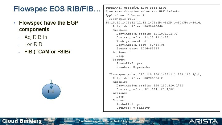 Flowspec EOS RIB/FIB… • Flowspec have the BGP components - Adj-RIB-In - Loc-RIB -
