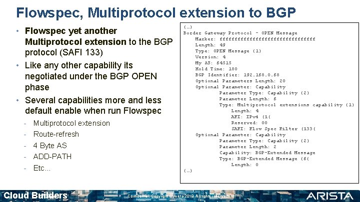 Flowspec, Multiprotocol extension to BGP • Flowspec yet another Multiprotocol extension to the BGP