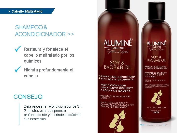 > Cabello Maltratado SHAMPOO& ACONDICIONADOR >> Restaura y fortalece el cabello maltratado por los