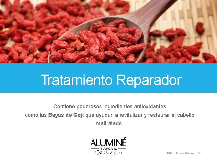 Tratamiento Reparador Contiene poderosos ingredientes antioxidantes como las Bayas de Goji que ayudan a