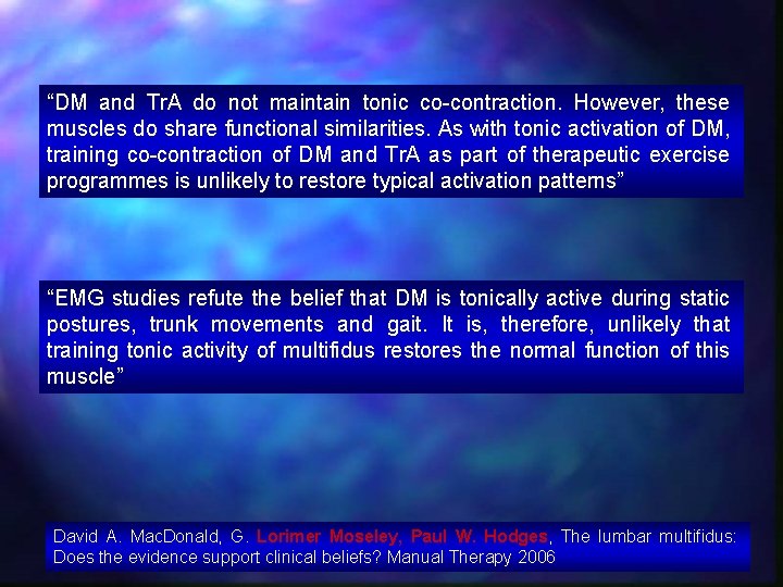 “DM and Tr. A do not maintain tonic co-contraction. However, these muscles do share