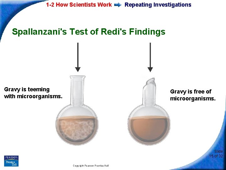 1 -2 How Scientists Work Repeating Investigations Spallanzani's Test of Redi's Findings Gravy is