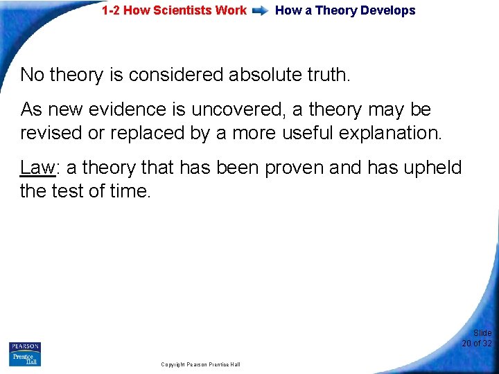 1 -2 How Scientists Work How a Theory Develops No theory is considered absolute