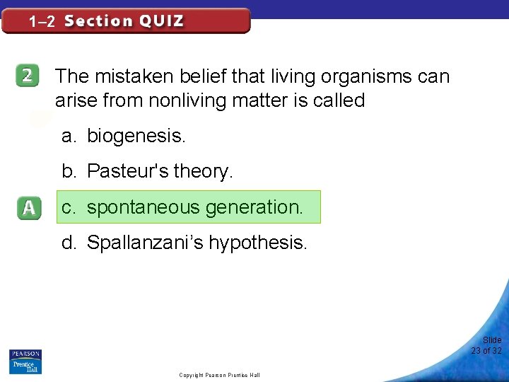 1– 2 The mistaken belief that living organisms can arise from nonliving matter is