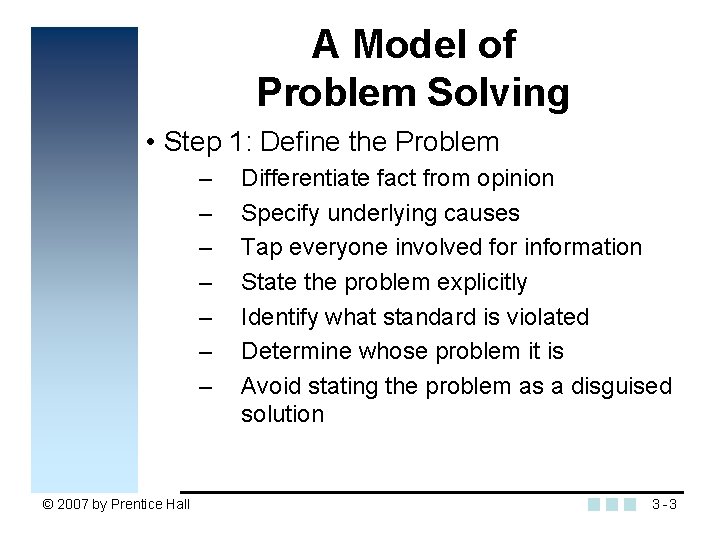 A Model of Problem Solving • Step 1: Define the Problem – – –