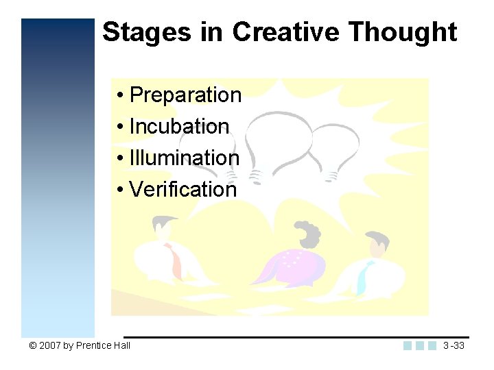 Stages in Creative Thought • Preparation • Incubation • Illumination • Verification © 2007