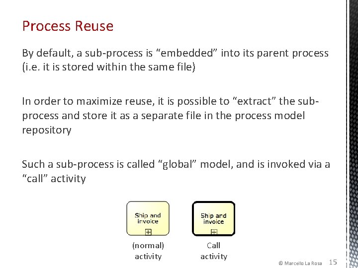 Process Reuse By default, a sub-process is “embedded” into its parent process (i. e. Process Reuse By default, a sub-process is “embedded” into its parent process (i. e.