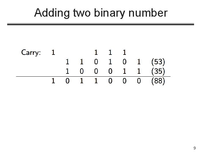 Adding two binary number 9 
