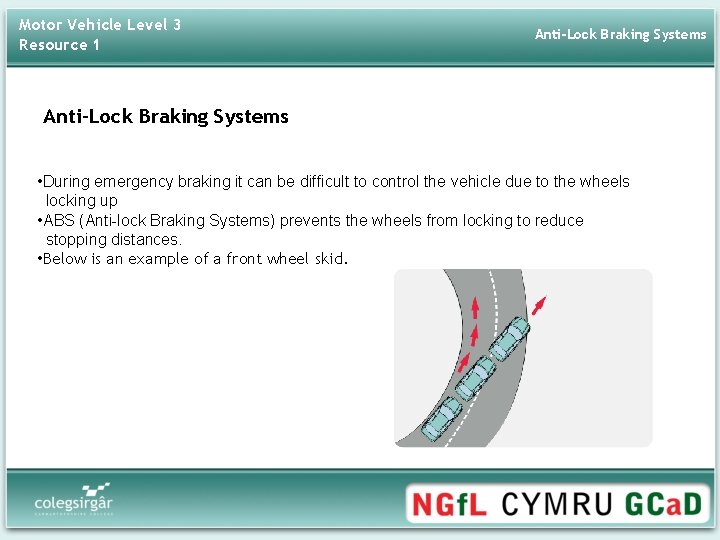 Motor Vehicle Level 3 Resource 1 Anti-Lock Braking Systems • During emergency braking it