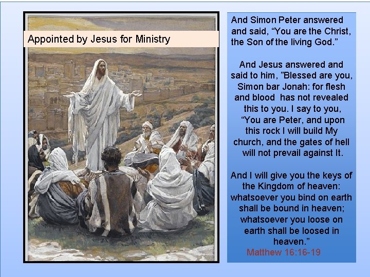 Appointed by Jesus for Ministry And Simon Peter answered and said, “You are the