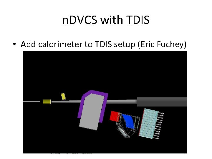 n. DVCS with TDIS • Add calorimeter to TDIS setup (Eric Fuchey) 