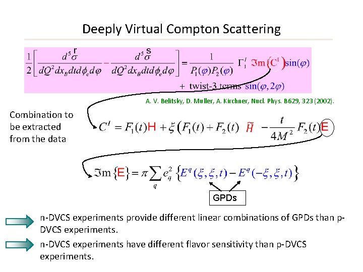 Deeply Virtual Compton Scattering A. V. Belitsky, D. Muller, A. Kirchner, Nucl. Phys. B