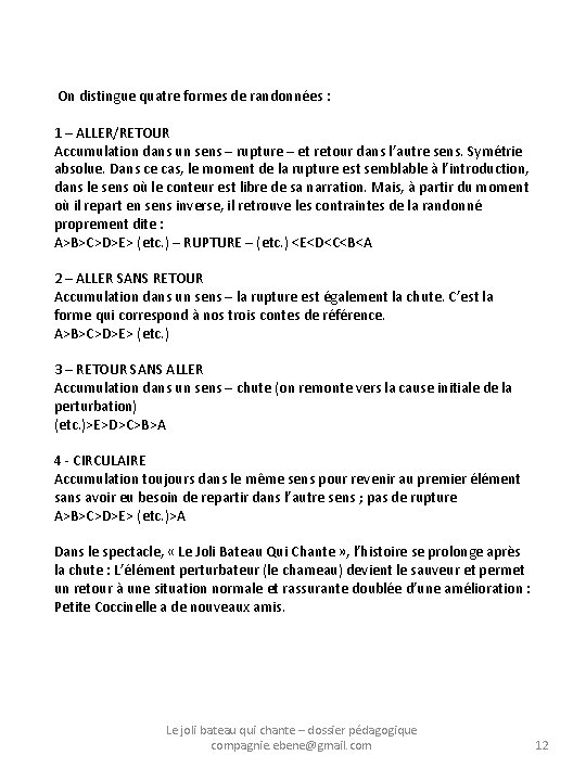  On distingue quatre formes de randonnées : 1 – ALLER/RETOUR Accumulation dans un