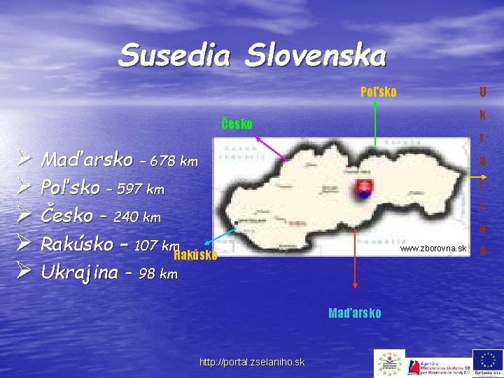 Susedia Slovenska Poľsko U k Česko r Ø Maďarsko – 678 km Ø Poľsko