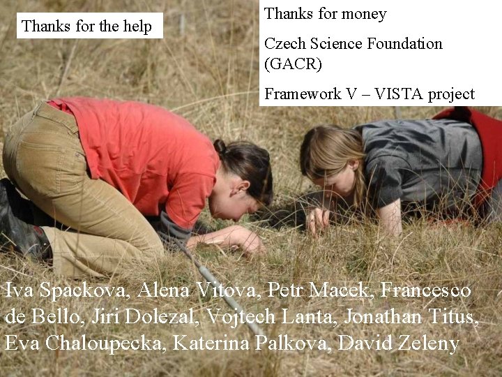Thanks for the help Thanks for money Czech Science Foundation (GACR) Framework V –