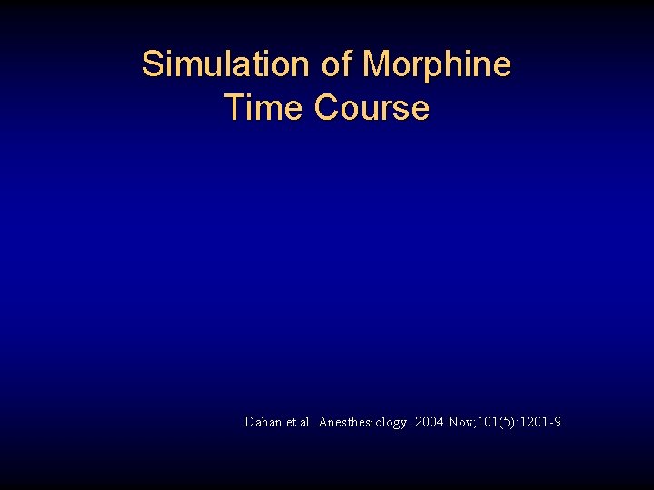 Simulation of Morphine Time Course Dahan et al. Anesthesiology. 2004 Nov; 101(5): 1201 -9.