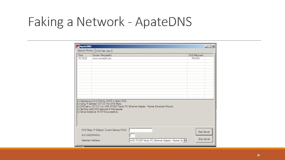 Faking a Network - Apate. DNS 20 