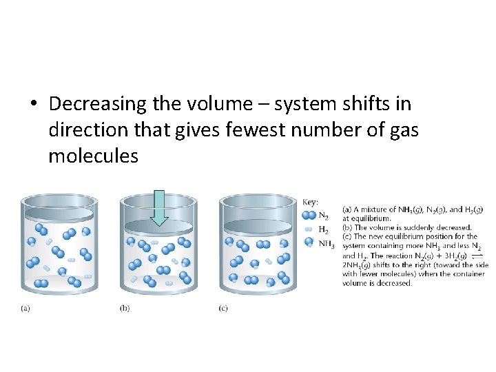 • Decreasing the volume – system shifts in direction that gives fewest number