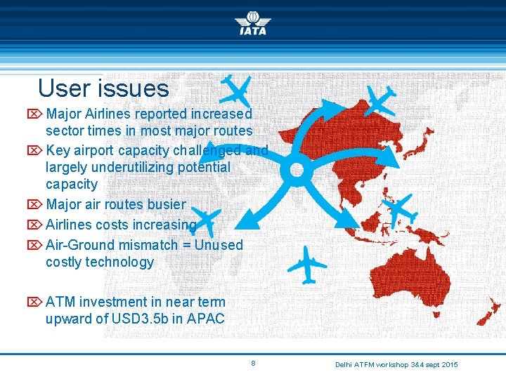 User issues Ö Major Airlines reported increased sector times in most major routes Ö