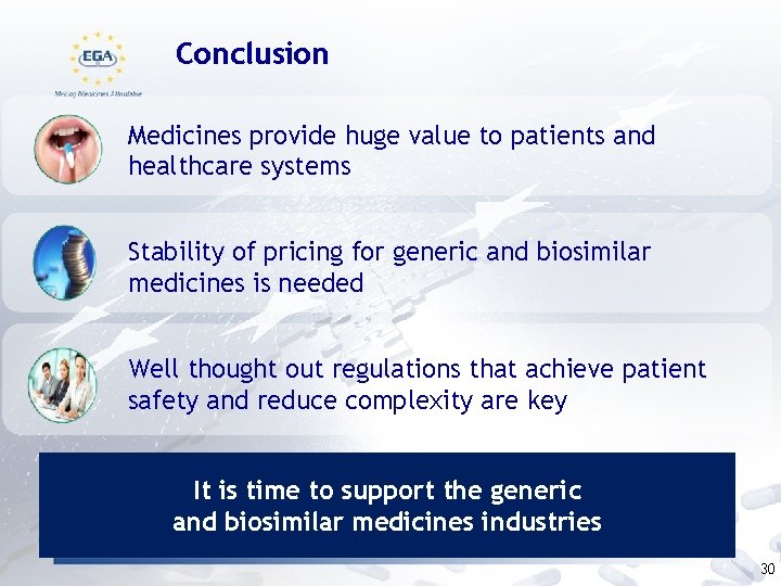 Conclusion Medicines provide huge value to patients and healthcare systems Stability of pricing for