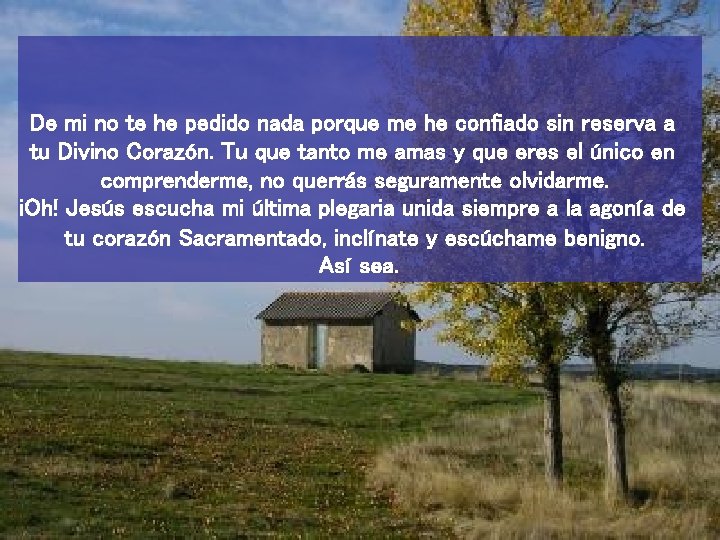 De mi no te he pedido nada porque me he confiado sin reserva a