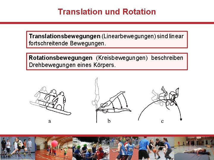 Translation und Rotation Translationsbewegungen (Linearbewegungen) sind linear fortschreitende Bewegungen. Rotationsbewegungen (Kreisbewegungen) beschreiben Drehbewegungen eines