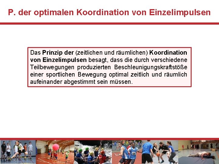 P. der optimalen Koordination von Einzelimpulsen Das Prinzip der (zeitlichen und räumlichen) Koordination von
