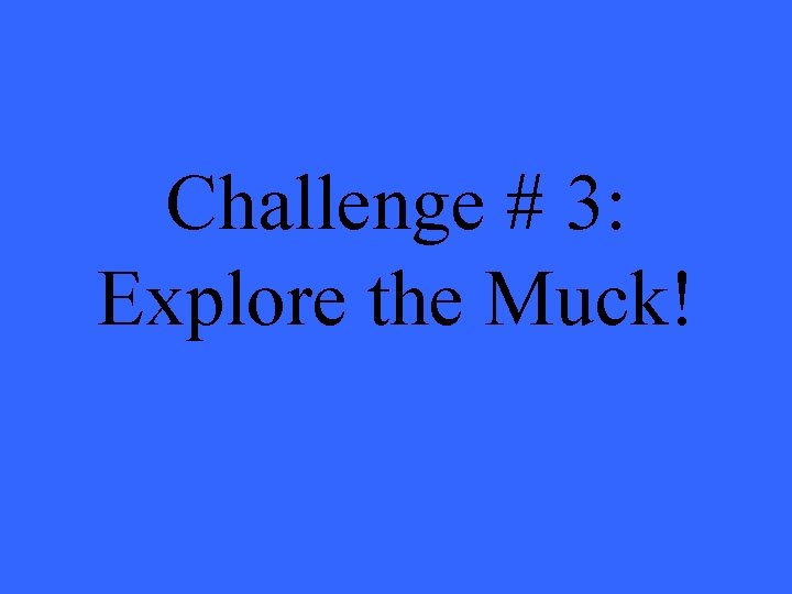 Challenge # 3: Explore the Muck! 