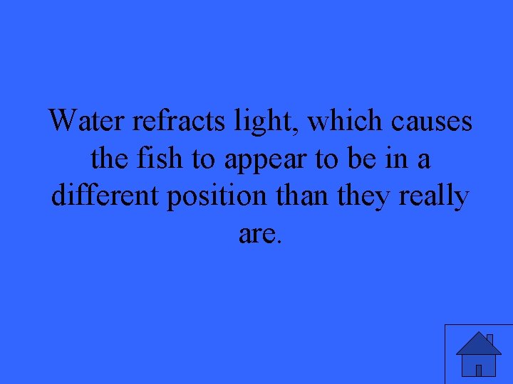 Water refracts light, which causes the fish to appear to be in a different