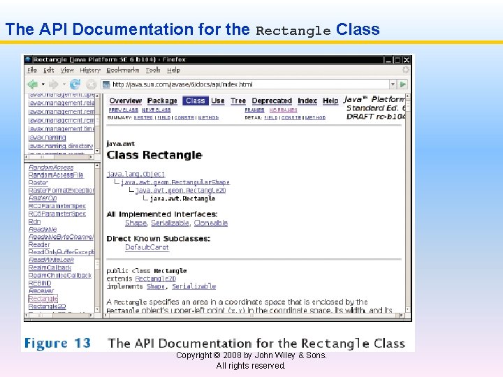 The API Documentation for the Rectangle Class Big Java by Cay Horstmann Copyright ©