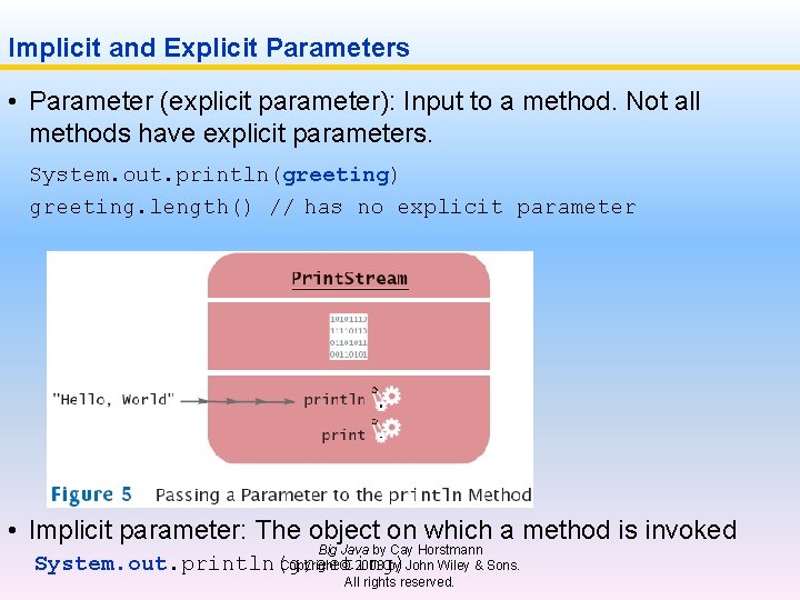 Implicit and Explicit Parameters • Parameter (explicit parameter): Input to a method. Not all