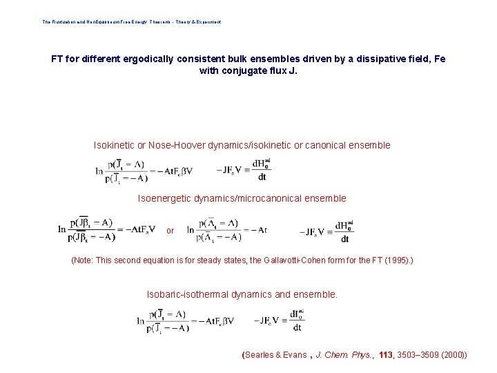 The Fluctuation and Non. Equilibrium Free Energy Theorems - Theory & Experiment FT for