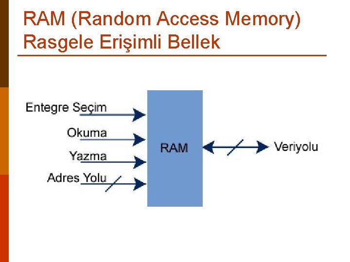 RAM (Random Access Memory) Rasgele Erişimli Bellek 